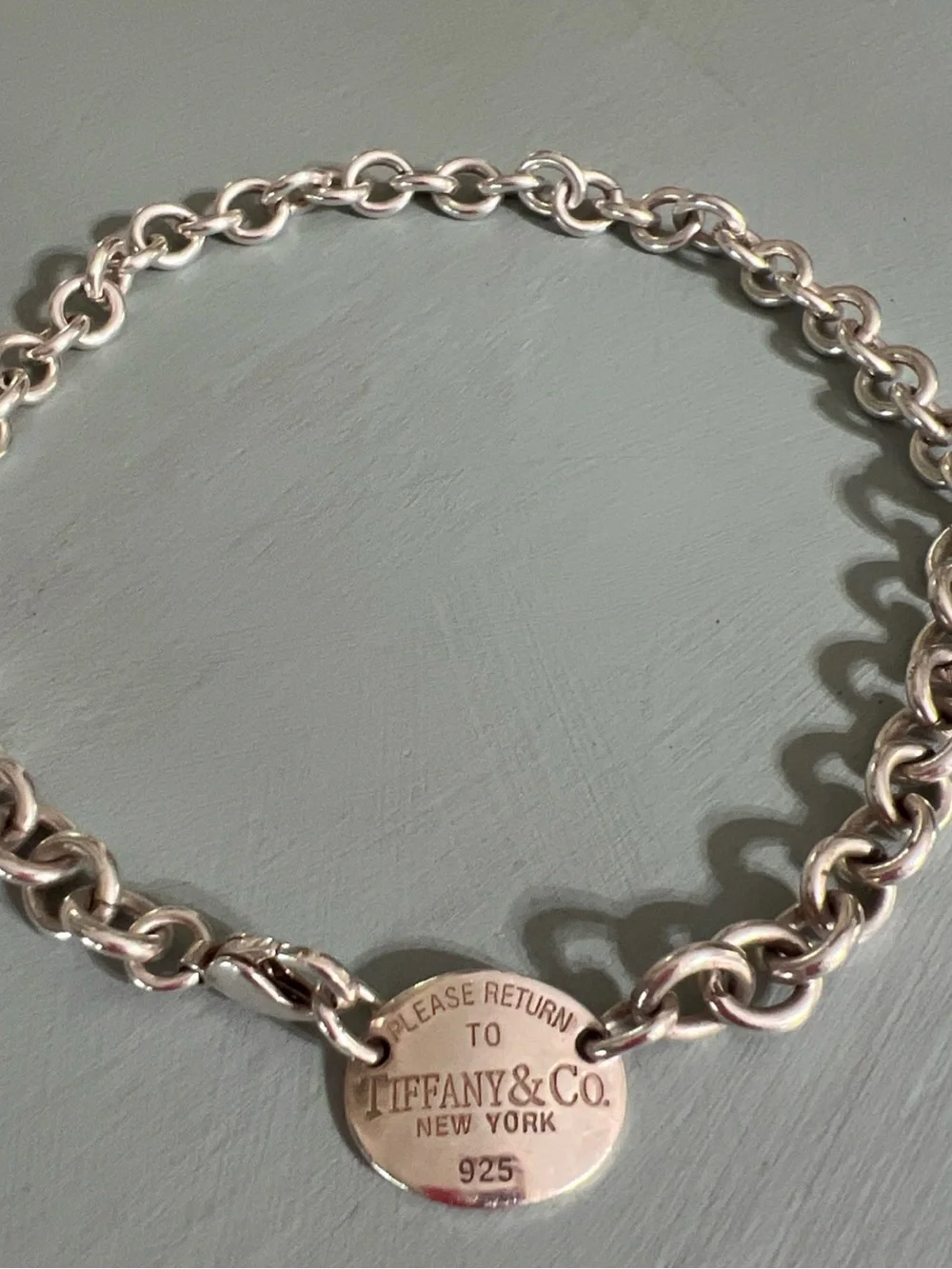 Tiffany & Co. Sterling Silver Round Tag Link Necklace - Picture 1 of 5